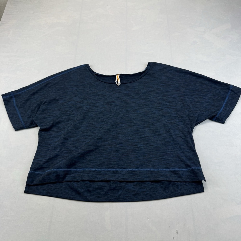 Lucy Womens M Navy Heather Boxy Short Sleeve Athletic Tee